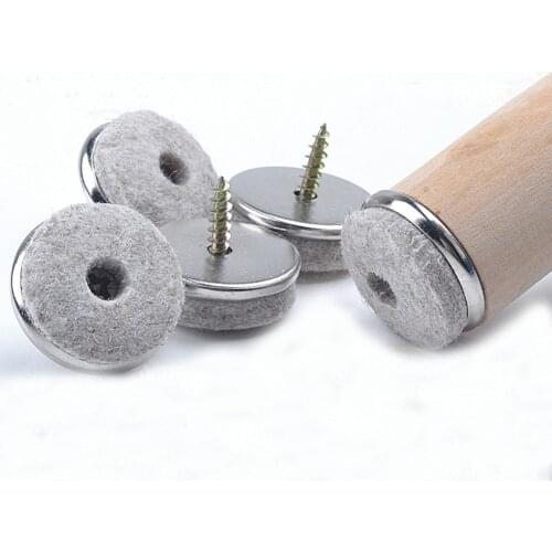 32pcs Silver 22/24/28/38mm Felt furniture Sofa Chair Leg Nonslip Screw Floor Anti-skid Pad Nail Protectors