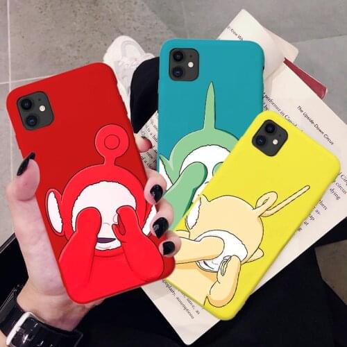 Cute Teletubbie Phone Case For iPhone 11 12 Pro Max XS MAX XR X 7 8 6s Plus se2020 Cartoon Silicone Back Cover Candy Color Coque