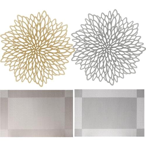 Washable PVC Placemats Heat-Resistant Placemat Anti-Skid Insulation Washable PVC Table Mats Easy to Clean Woven Teslin Pads