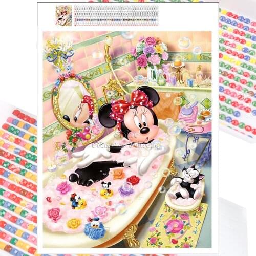 Diamond Painting Disney Minnie Mouse Toilet Bath 5D DIY Full Drill Mosaic Cartoon Animal Kits Rhinestone Art Home Decoration