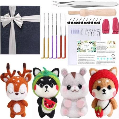 LMDZ Needle Felting Starter Kit, 4 Pcs Doll Making Manual, 1 Pcs Felting Tool Instruction, Felting Foam Mat, 6 Felting Needles