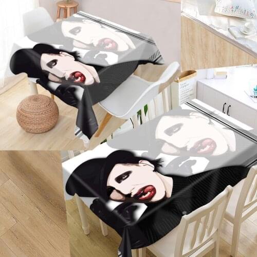 Marilyn Manson Custom Table Cloth Oxford Print Rectangular Waterproof Oilproof Table Cover Square Wedding Tablecloth P