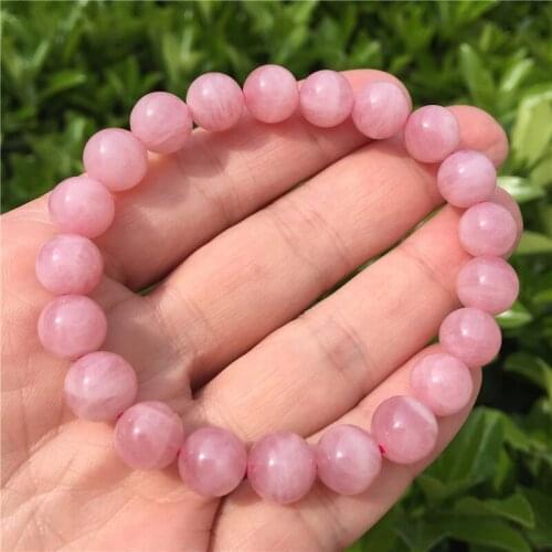 Natural Pink Rose Powder Crystal Bracelet Jewelry Natural Stone Bracelet Beads Stretchy Pulseras Crystals Gift