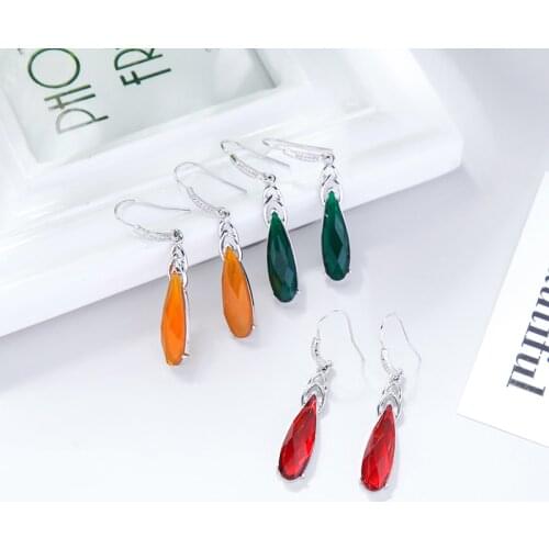 2020 New Arrival Red Green Orange Color Water-drop Dangle Earrings For Women New Factory Wholesale