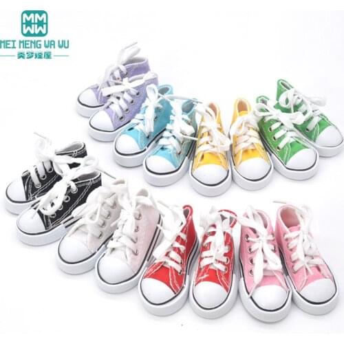 7.5cm Magic stickers canvas sneakers shoes For doll 1/4 BJD &16 Inch toy doll Accessories for dolls