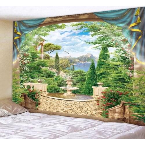 Landscape scenery outside the window decorative tapestry bedroom background wall decorative tapestry Bohemian decorative tapestr
