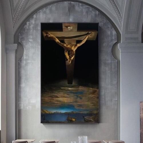 Salvador Dali The Christ Giclee Oil Paintings on The Wall Posters and Print Wall Hanging Pictures for Home Living Room Decor