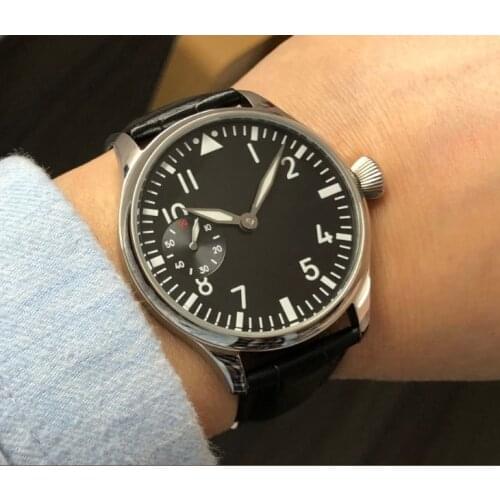 Sapphire crystal or mineral glass 44mm GEERVO Asian 6497 17 jewels Mechanical Hand Wind movement mens watch luminous gr306-g8