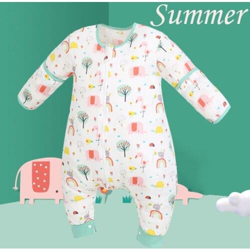 Summer Baby Boy Sleeping Bag Toddler Girl Air Condition Room Pajamas Baby Cartoon Split Leg Onesies Breathable Gauze Sleep Sack