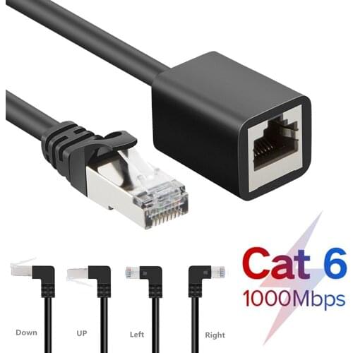 Cat6 Ethernet Extension Cable Rj45 Cat6 Ethernet Lan Network Cable Male to Female RJ45 90 Degree Right Anlge for PC Laptop