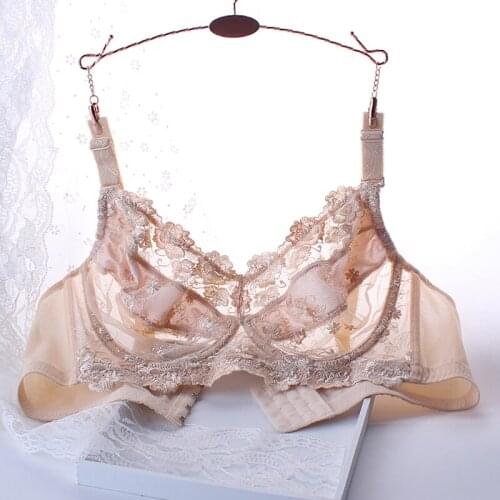 Womens Full Coverage Underwired Non-Foam Plus Size Floral Embrodiery Bra 34 36 38 40 42 44 46 48 B C D E F G H