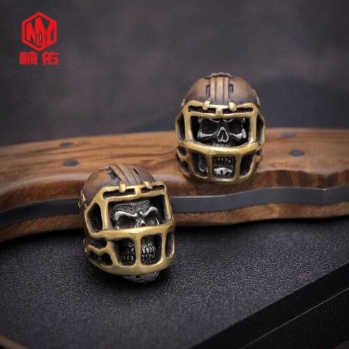 1PC Retro Bronze Tibetan Silver Rugby Hat Football Cap Skull EDC Paracord Beads Umbrella Rope Cord Lanyard Pendants Knife Beads