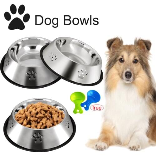 2/3PCS Pet Bowl Stainless Steel Pet Feeder Bowls Cat Food Bowls With 2 Food Scoop Pet Feeding Supplies Food Water Feeder For Cat