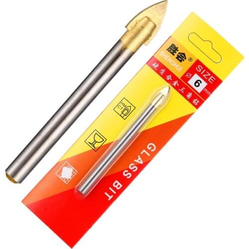 2pcs 6mm Alloy triangle drill/Tile/Glass//MirrorDrill BitsTungstenCarbide GlassDrill BitsTitanium Coated Power Tools Accessori