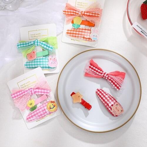 3 Pcs/Set Children Cute Cartoon Flower Bow Ornament Hair Clips Baby Girls Lovely Barrettes Hairpins Kids Sweet Hair Accessories