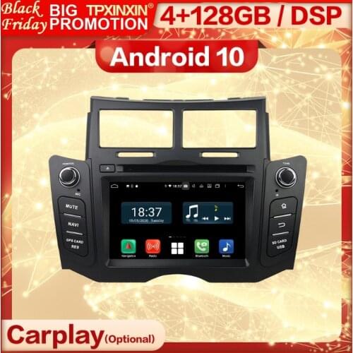 4+128G Carplay 2 Din Android Stereo Receiver For Toyota Yaris 2005 2006 2007 2008 2009 2010 2011 BT Radio Audio Player Head Unit