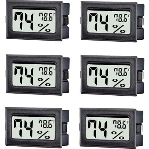 6 Pack Mini Digital Thermometer Hygrometer,Indoor Temperature and Humidity Gauge Meter Monitor Fahrenheit for Humidor