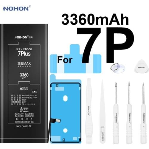 Nohon Battery For Apple iPhone 7 Plus 3300mAh 3360mAh 7Plus 3.82V High Real Capacity Phone Li-polymer Bateria Package+Free Tools