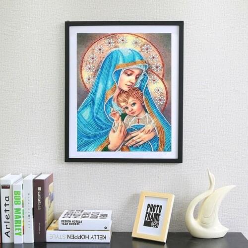 Special Shaped Round Crystal Drill 5D DIY Diamond Painting Embroidery Icon Religion Rhinestones Cross Stitch De Mother and Child