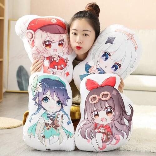 Project Genshin Impact Anime Plushies Pillow Paimon Klee Amber Venti Qiqi Diluc Stuffed Plush Toy Games Peripheral Cushion