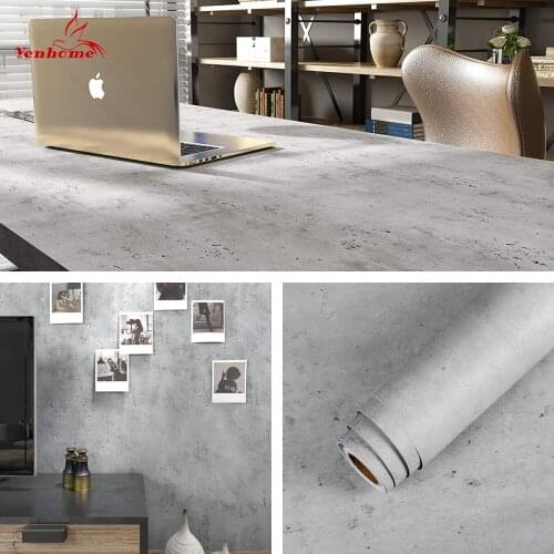Concrete Wallpaper Roll Peel & Stick Self Adhesive Contact Paper for Countertop Cabinet Removable Cement Pattern Decorative Film