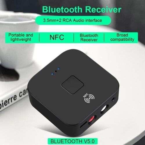 Bluetooth 5.0 Audio Receiver Wireless Transmitter NFC Car Wireless Speaker Adapter 3.5mm AUX+2 RCA