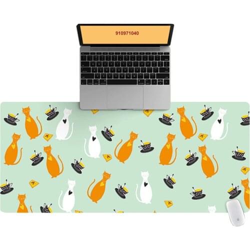 Office Computer Desk Mat Table Keyboard Big Mouse Pad Cartoon Cat and Coffee Laptop Cushion Desk Non-slip Mat Gamer Mousepad Mat