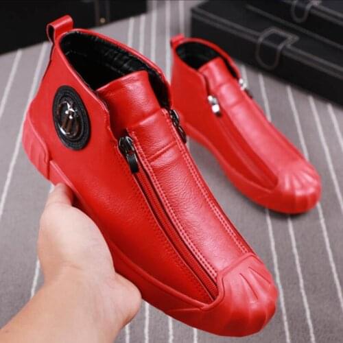 Brand designer men shoe High quality leather loafers with thick and low rivets,casual board shoes,shoes with high height v1.17