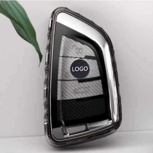 For BMW Series 3 / 5 / 7/ transparent Blade Carbon fiber texture Car Key Case Cover Shell Bag