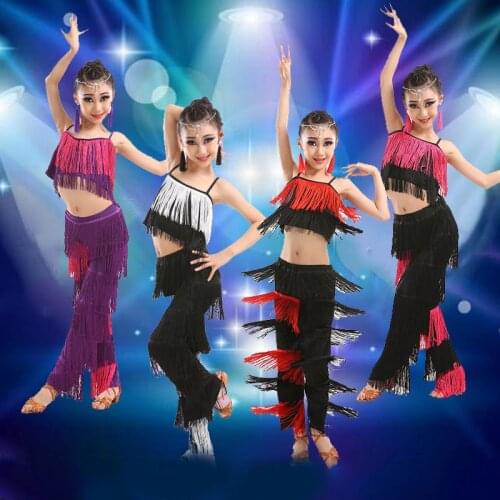 Childrens costumes Latin dance skirts girls practice clothes childrens performance competition clothing tassel dance clothes