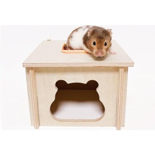 Wooden Hamster House Single Bedroom Hamster Shelter Golden Bear Dwarf Rat Small Pet Nest Hamster Cage Landscaping Supplies