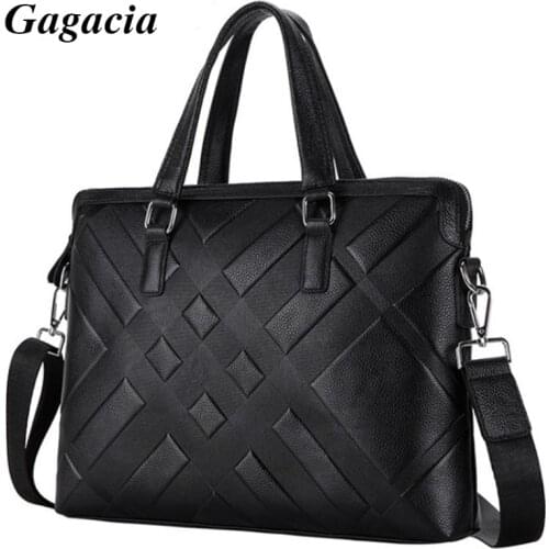 GAGACIA Mens Genuine Leather Handbag Male Briefcase Satchel Bags For Men Business Fashion Soft Cowhide Shoulder Laptop Bag 2021
