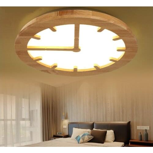 Creative engraving Led Wooden clock Bedroom Ceiling light Japan original gear Gear modern Simple living Ceiling lamp luminaire