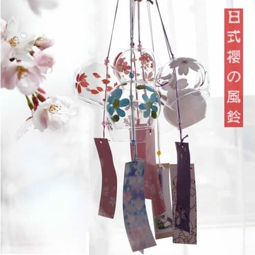 Creative Hanging Crafts Wind Chimes Japanese Style Painted Holiday Bedroom Pendant Garden Decoration Glass Ornaments Colorful