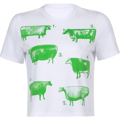 Summer new fashion womens sexy sheep print short section loose short-sleeved T-shirt