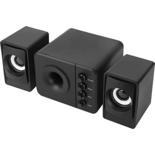 Mini Bass Treble Adjustable Knobs USB 2.1 BT Speaker Computer Subwoofer Speaker 3.5mm Interface Black Free Shipping