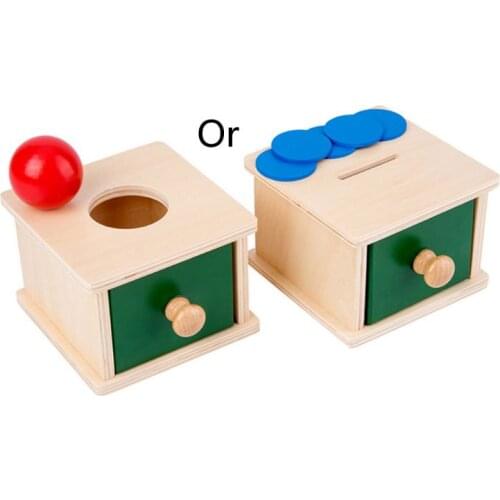 Infant Toddler Wooden Coin Ball Matching Box Montessori Tools for Baby Children Montessori Toys