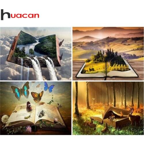 Huacan 5D Diy Diamond Painting Book Landscape Diamond Embroidery Mosaic Waterfall Cross Stitch Kits Home Art