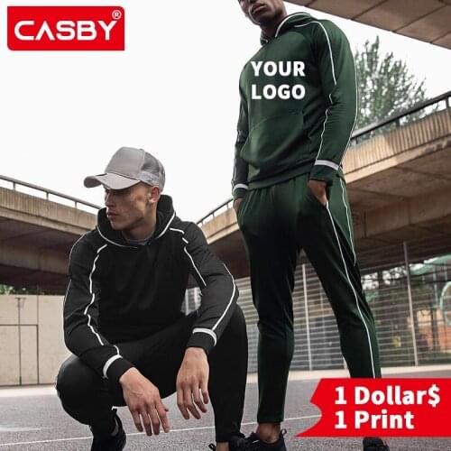 Autumn Winter DIY Print Men Sets Fashion Custom Graphic Outdoor Sweat Suits Casual Design Logo Solid Color Fitness Clothing TZ17
