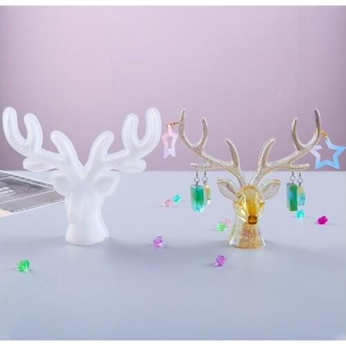 Transparent Silicone Mould Dried Flower Resin Decorative Craft DIY Deer head jewelry storage rack Mold epoxy resin molds for jew
