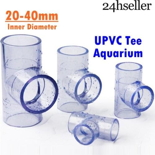 1pcs Inner Diameter 20mm/25mm/32mm/40mm Transparent Pipe Fitting Clear UPVC Tee for Aquarium Fluid Demonstration