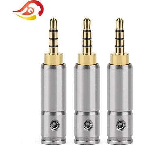 QYFANG 2.5mm Earphone Plug Audio Jack 4 Poles HiFi Headphone Solder Line Connector Stainless Steel Shell 4.0mm Wire Hole Adapter