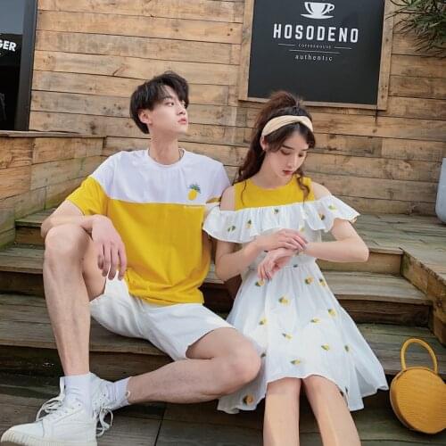 [Real shot] 2020 summer holiday couple dress fashion patchwork dress female couples clothes couples clothing