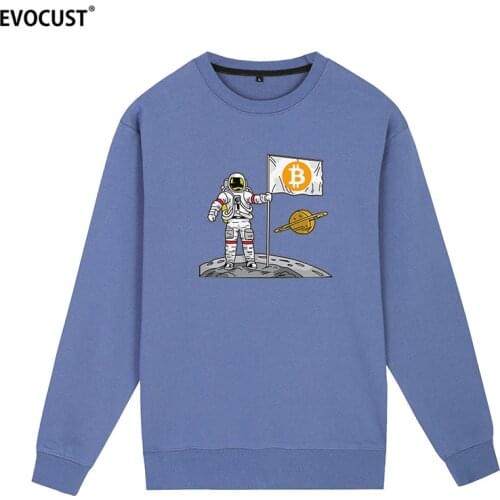 Bitcoin space moon Blockchain Litecoin Ripple Ethereum Streetwear Sweatshirts Hoodies men women Skate unisex Combed Cotton
