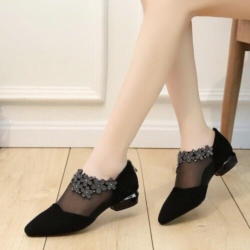 Woman High Heels Shoes Party Mesh Ladies Party Lace Classics High Heels Crystal Zipper Crystal Solid Platform Sandals