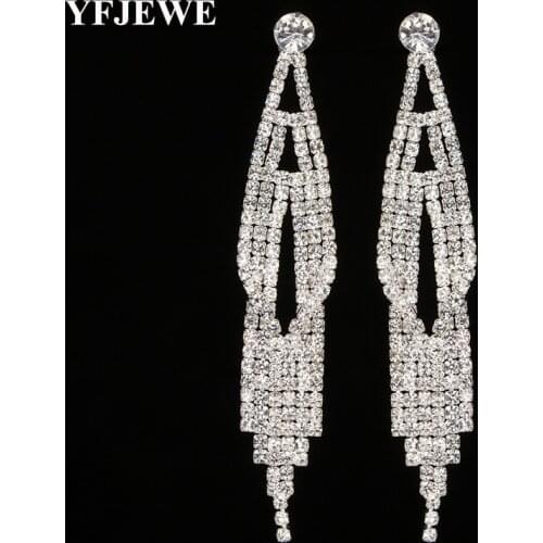 YFJEWE New Design Full Crystal Elegant Costume Jewelry Earrings Female Fashion Women Classic Accessories Dangle Earrings E471