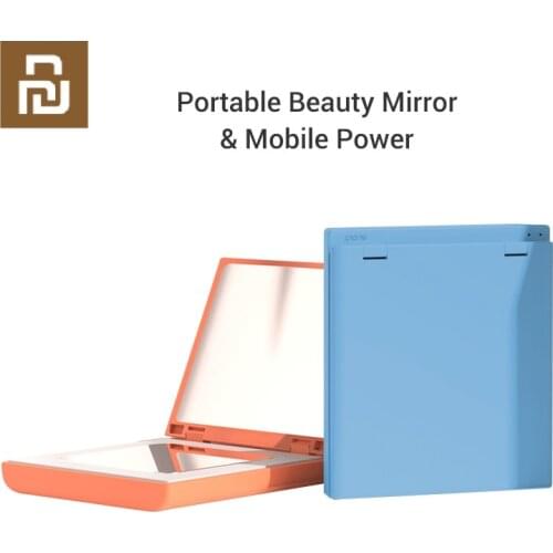 Youpin VH Mini Portable HD Makeup Mirror USB Chargeable LED Light Bump Folding Beauty Cosmetic Tool Travel Mobile Power Bank