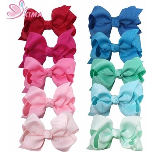 2pcs 3inch Colorful Grosgrain Ribbon Hair Bow Clips Hairpins Kids Hairband for School Hairgrips Hair Accessories