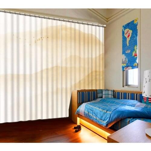 Curtains 3d for living room Pictures 3D Blackout Curtains For Living room Pale yellow mountain scenery Shade Window Curtains
