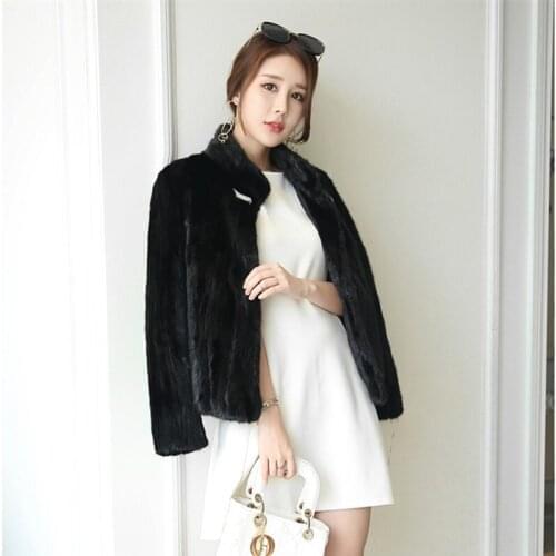 2019 gorgeous coat of natural furs for women winter coat black real mink coat outerwear coat woman winter